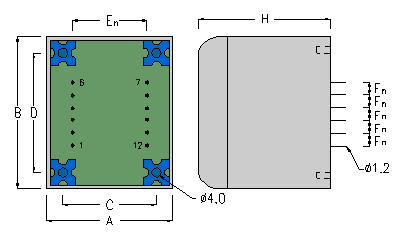 Print Layout & Dimensioner - Indstbte Transformere for Printmontage - 30-60VA  50/60Hz