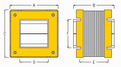 Transformer med Ramme Fastgørelse - 20-550VA - Dimensioner