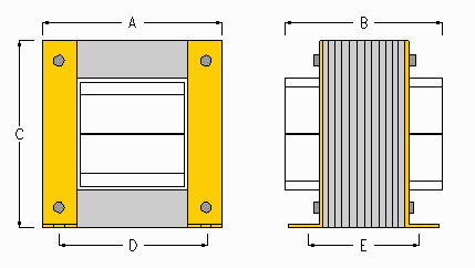 Dimensioner - Transformer med 4x L-Bøjle 20-550VA