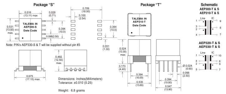 Dimensions & Schematic - Pins