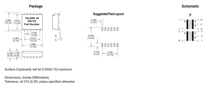 Dimensions & Schematic - Pins