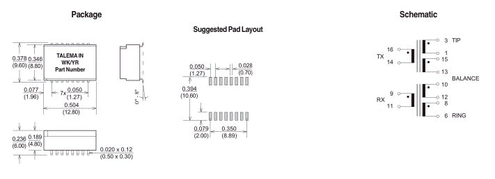 Dimensions & Schematic - Pins